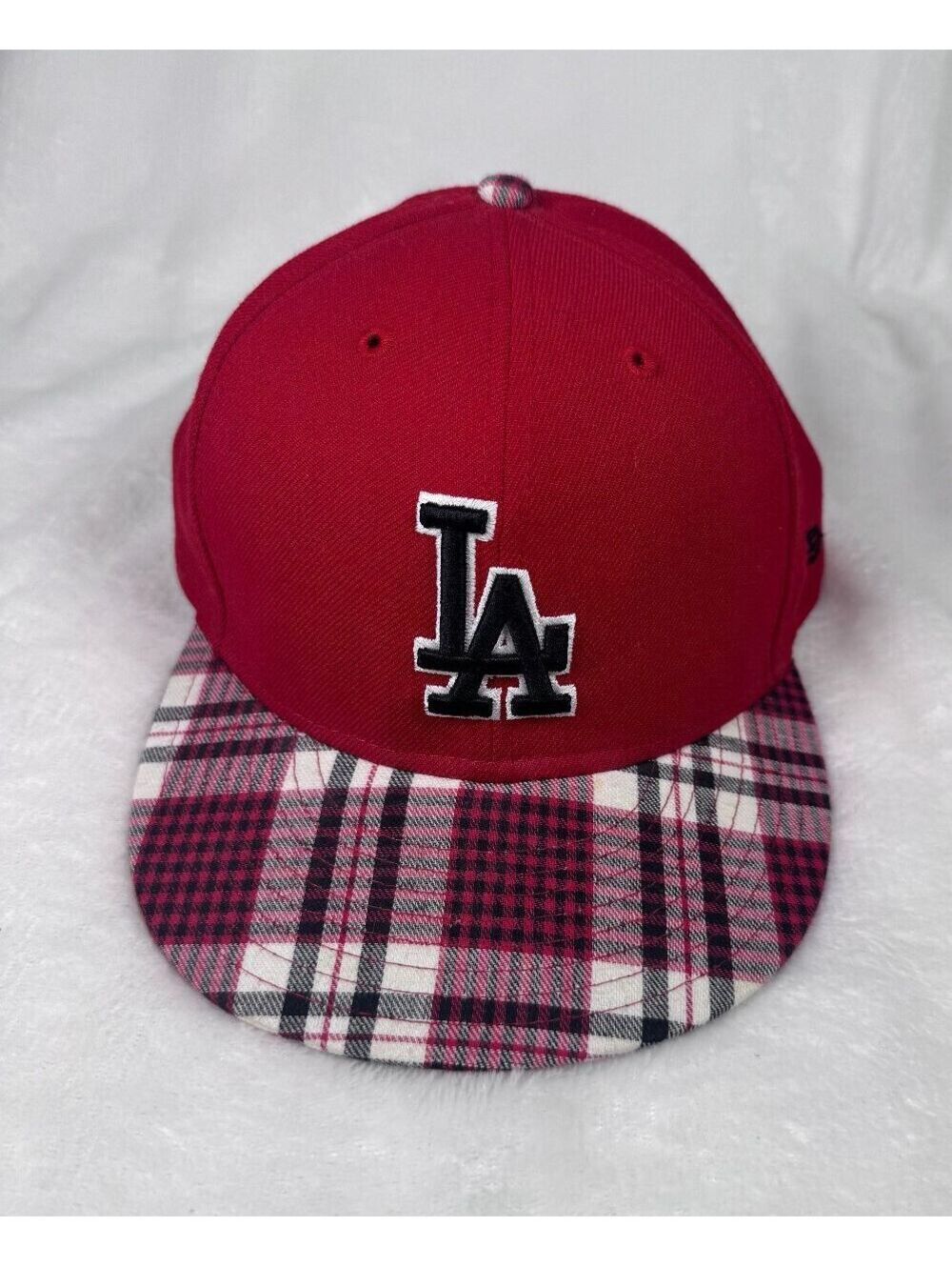 New Era x LA Dodgers 59Fifty 7 3/8 Red Plaid Ball Cap Baseball Hat